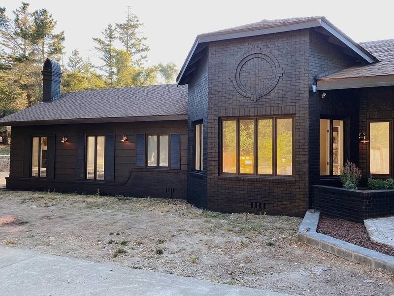 Blue-Gray Shutters Black siding