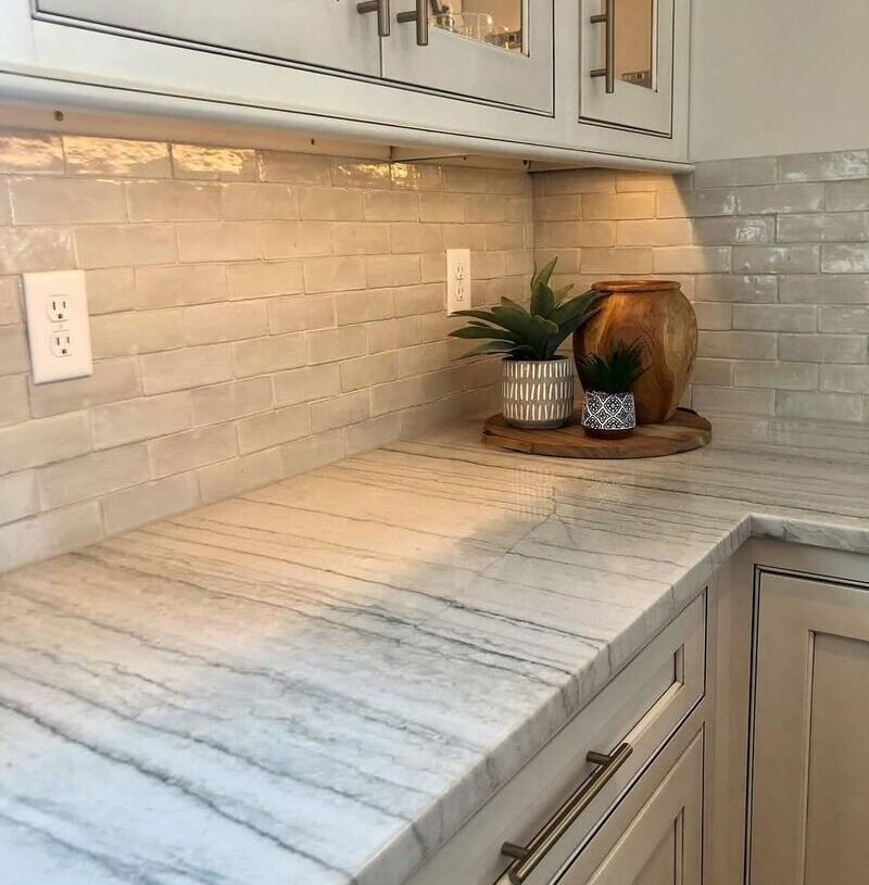 Colorful tile kitchen counter