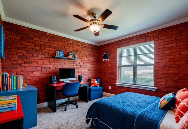 Brick Red bedroom 