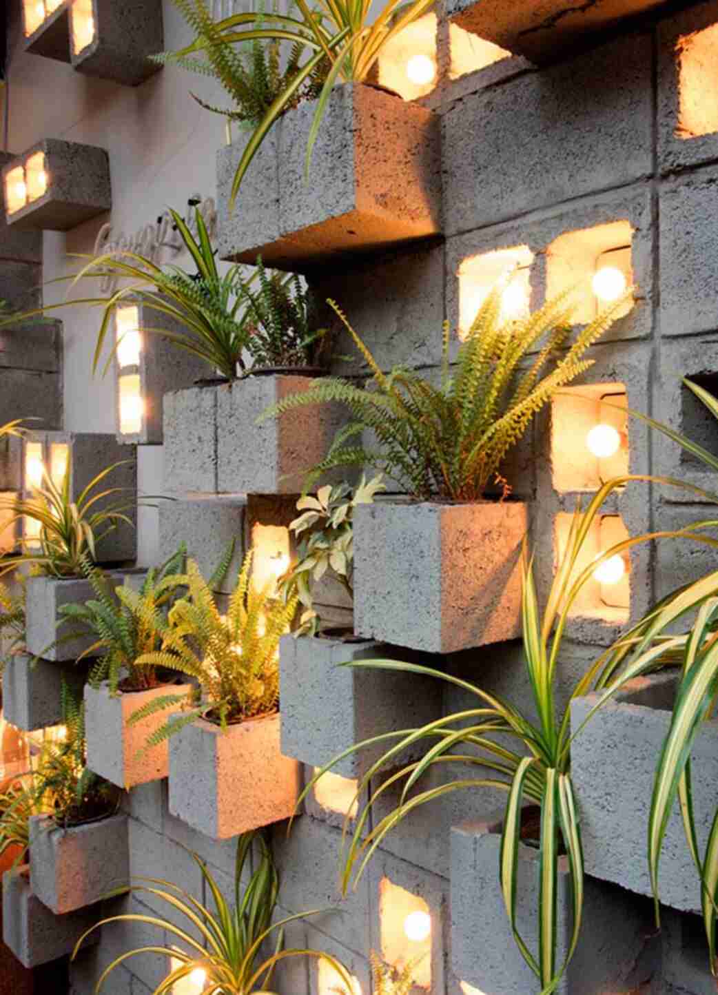 Cinder Block Planters fence