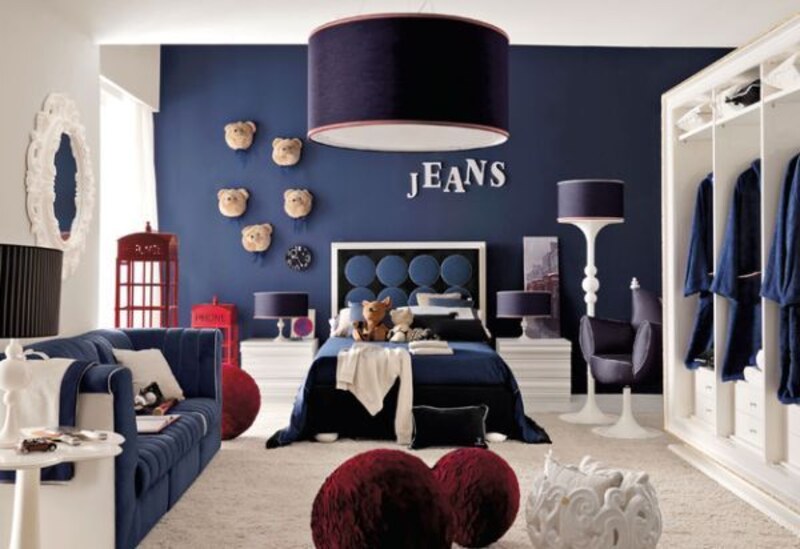 Dark blue bedroom 