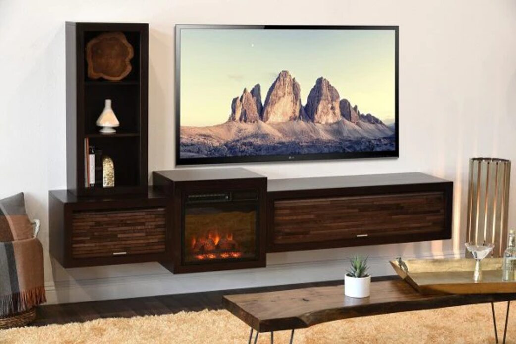 Floating TV and Fireplace