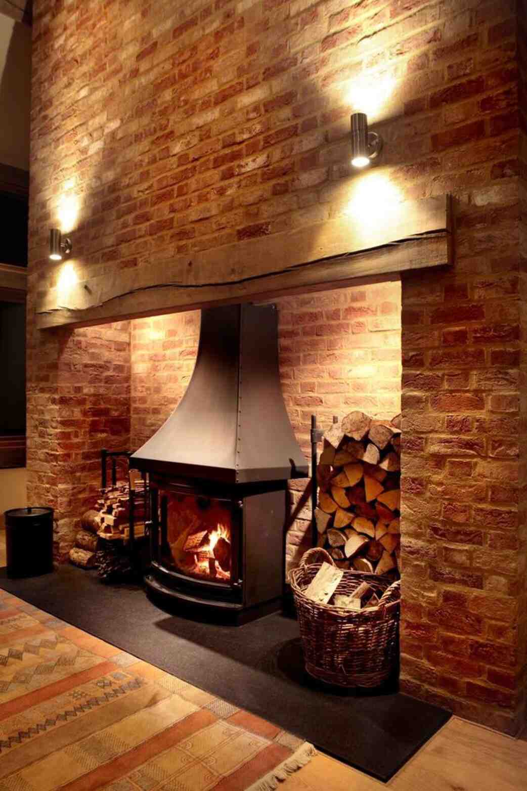 Spotlights Highlight Fireplace