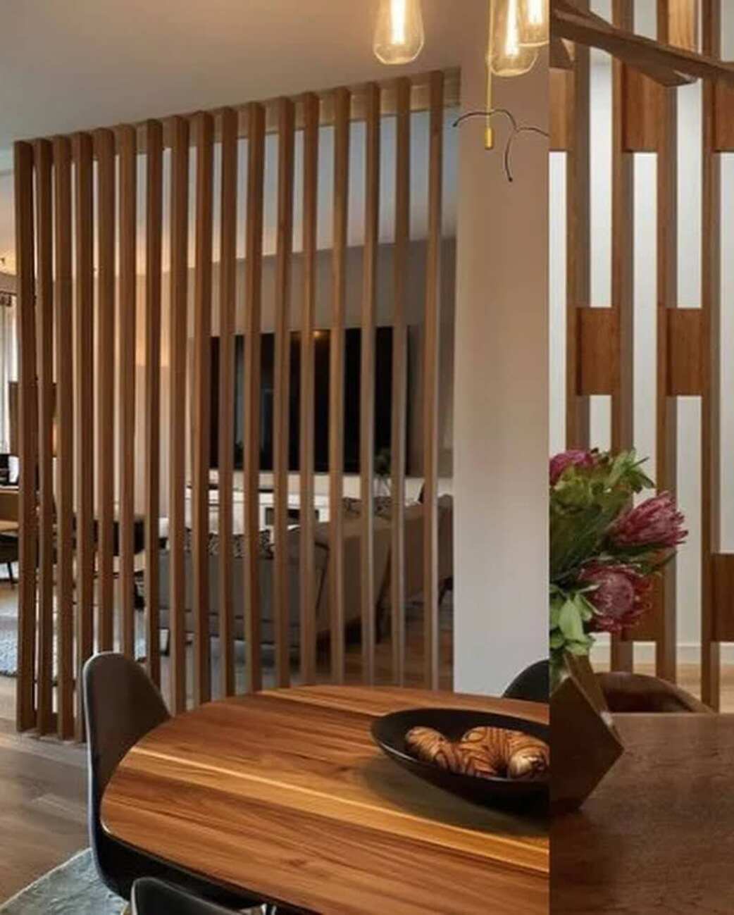 Vertical wood slat accent wall