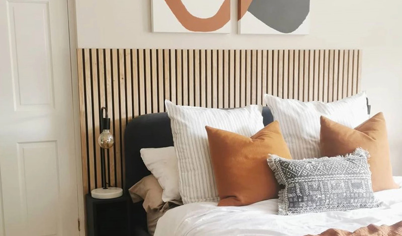 Adding a Wood Slat Headboard with Slat Walls