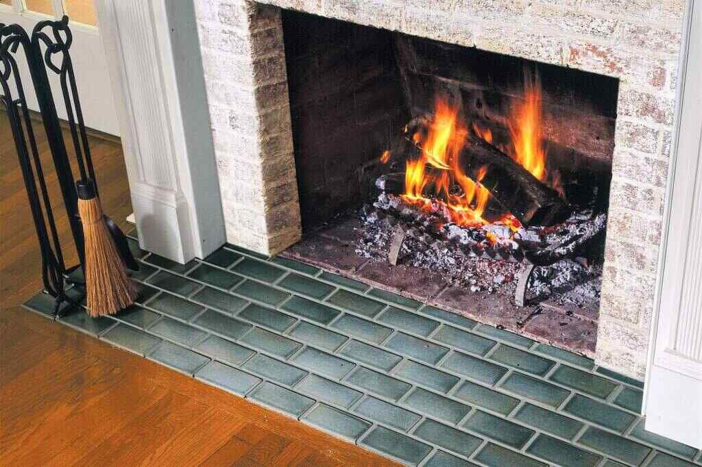 Coastal-Inspired Ceramic Tile Hearth