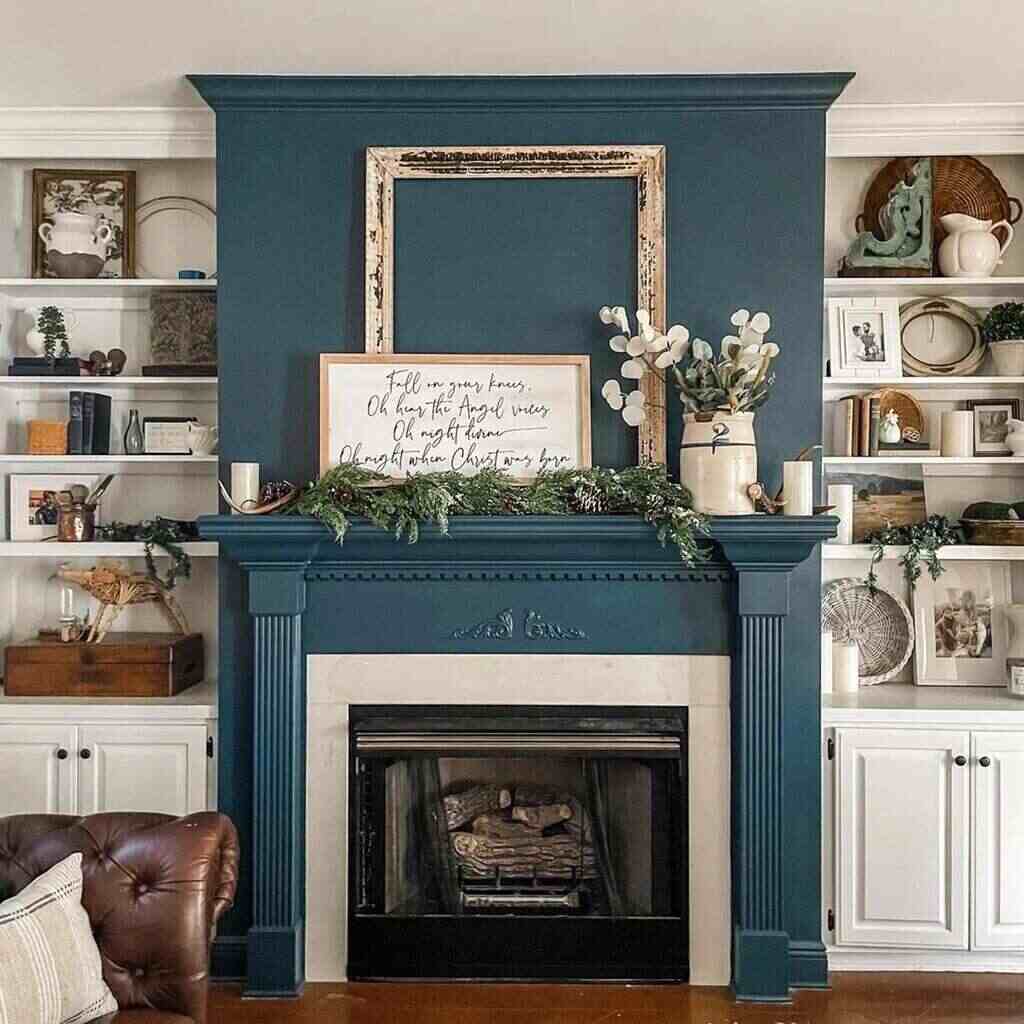 Soft Blue or Seafoam Painted Mantel