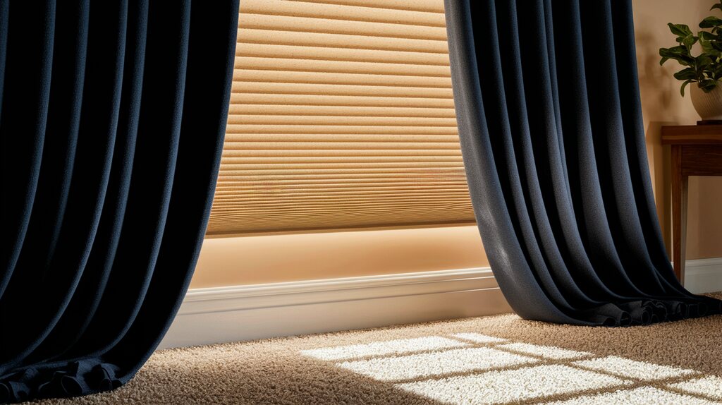 Blackout Curtains Over Cellular Shades