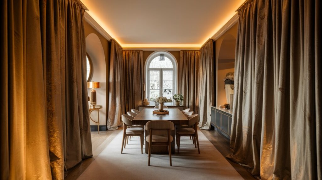Dining Room Full Wall Curtain Ideas