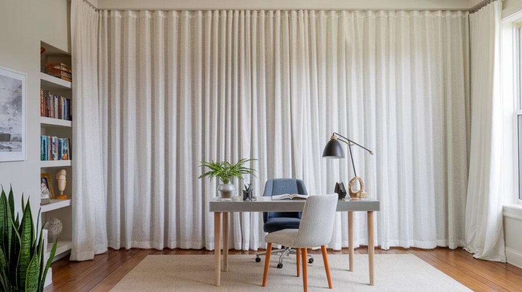 Home Office Full Wall Curtain Ideas