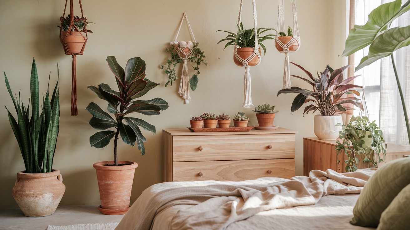 Plants in Earthy Bedrooms