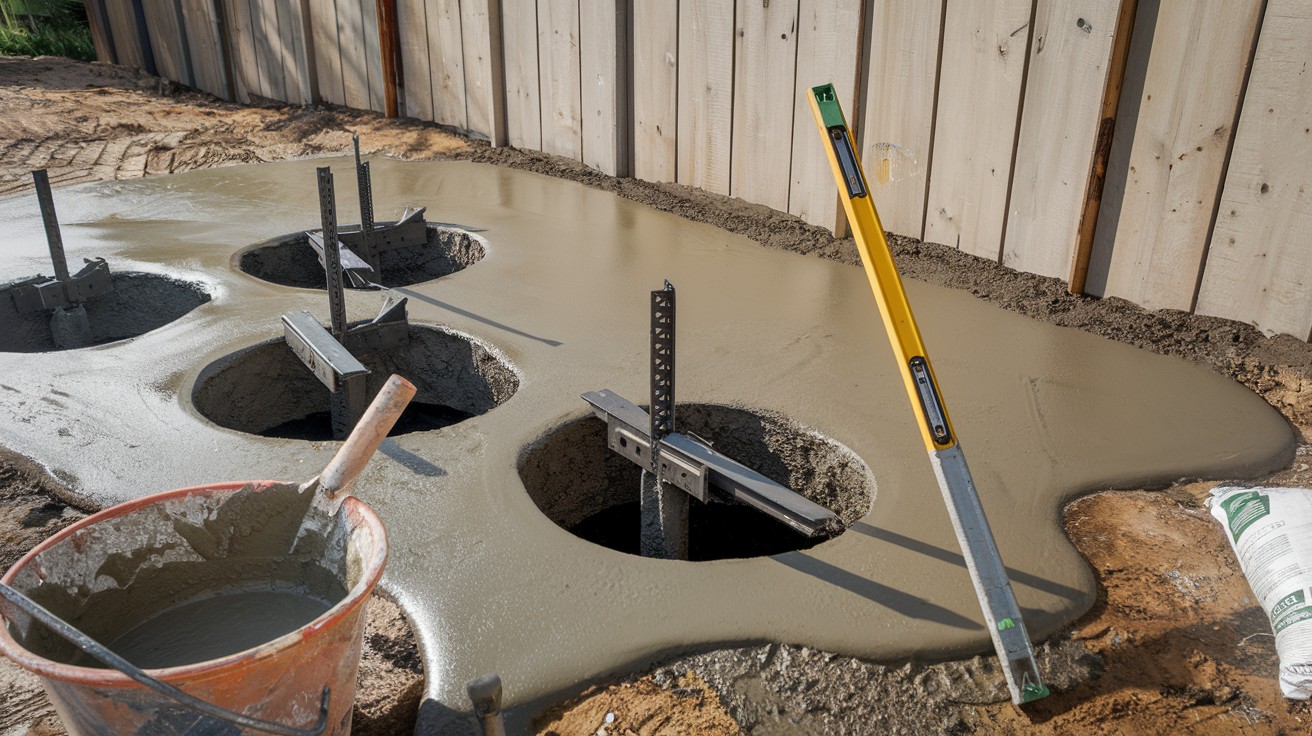 Pour Concrete and Set Post Brackets