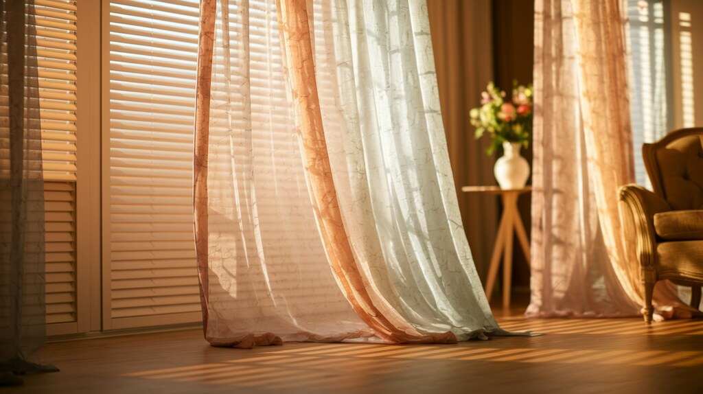 Sheer Curtains Over Wood Blinds