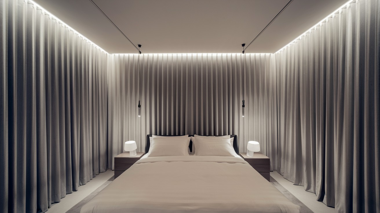 Use Ceiling-Mounted Curtain Tracks