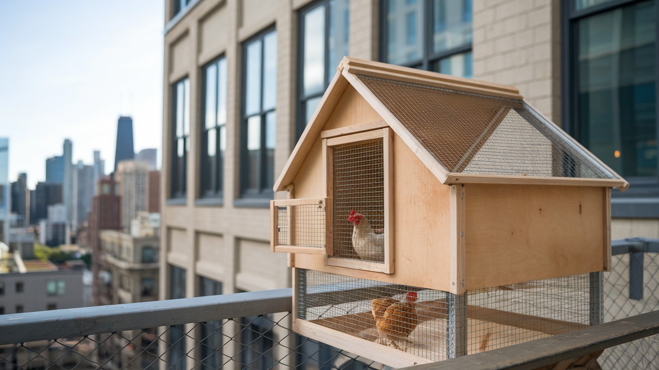 Balcony Coop with Secure Wire Mesh