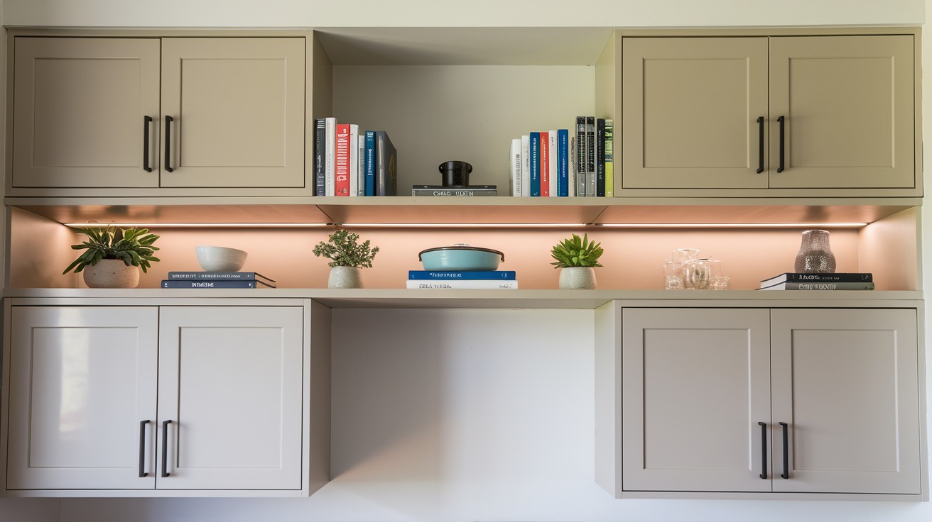 Build a Bridge Shelf Between Cabinets