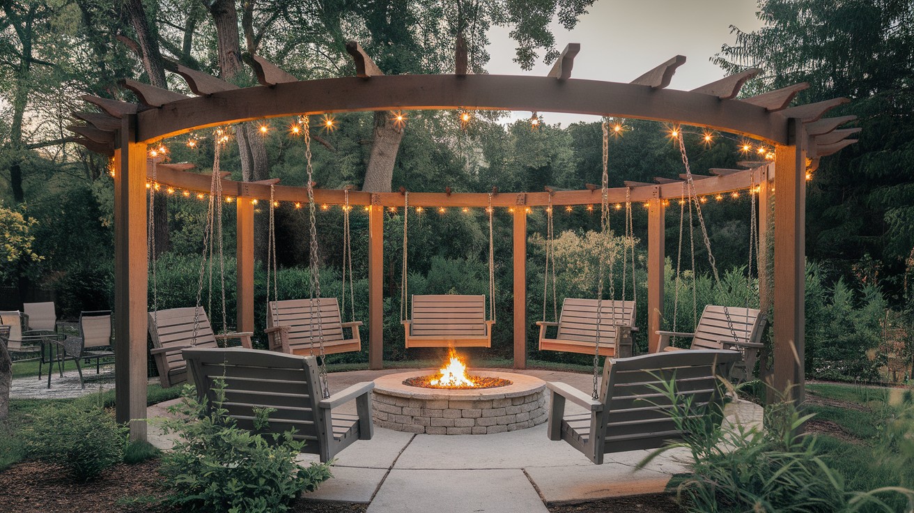 Circular 6-Swing Arbor with Stone Pit