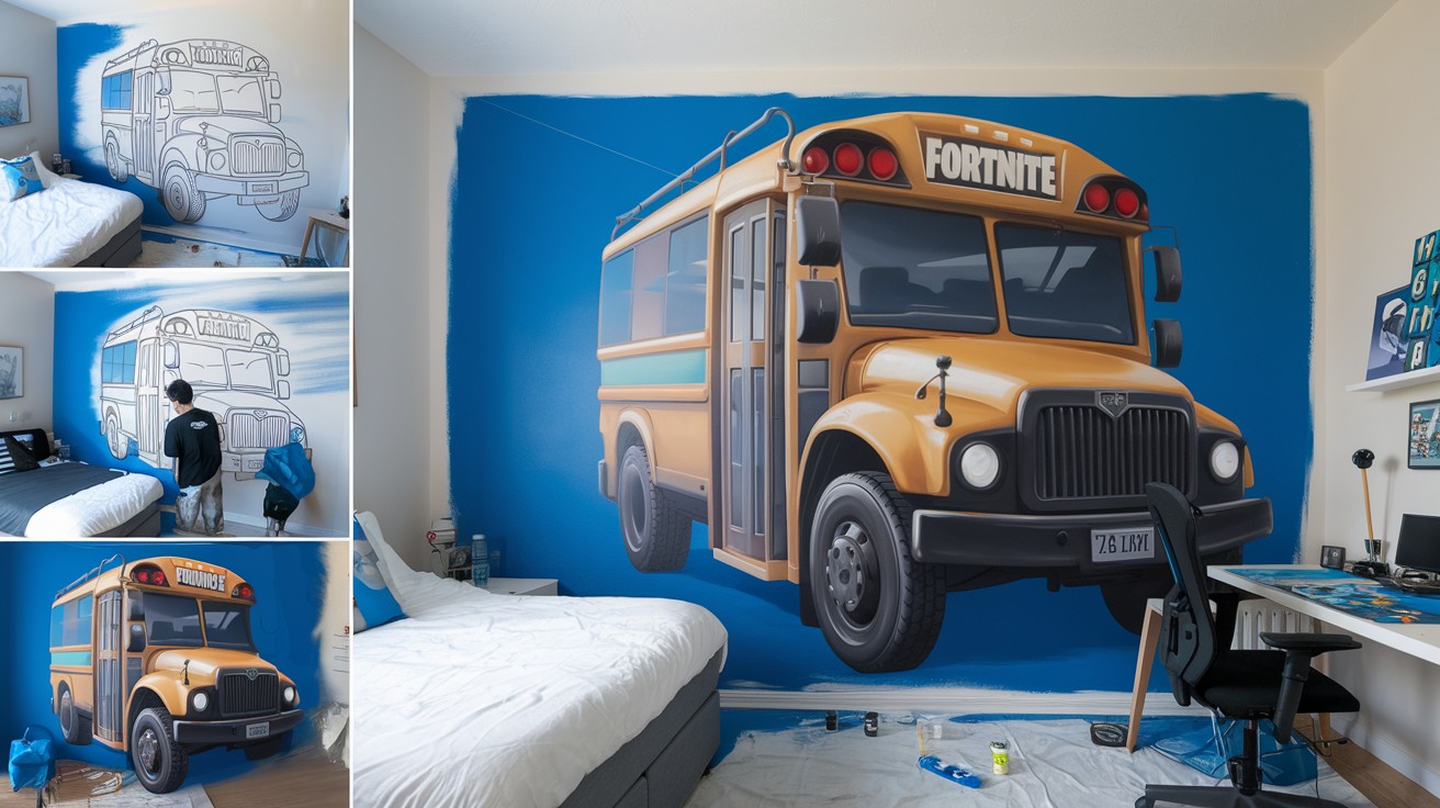 Fortnite Battle Bus Wall Mural