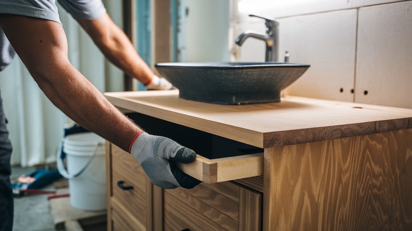 Install Vanity Top and Sink