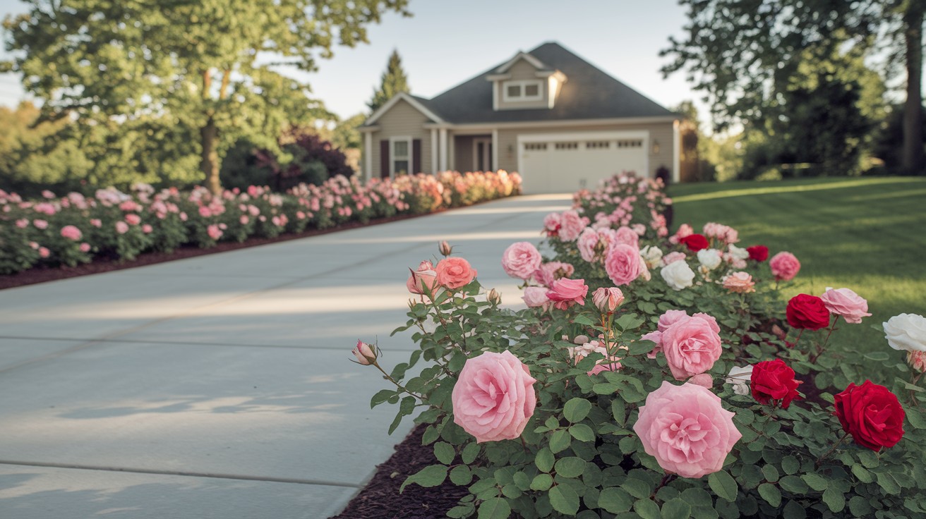 Lined Driveway Rose Borders