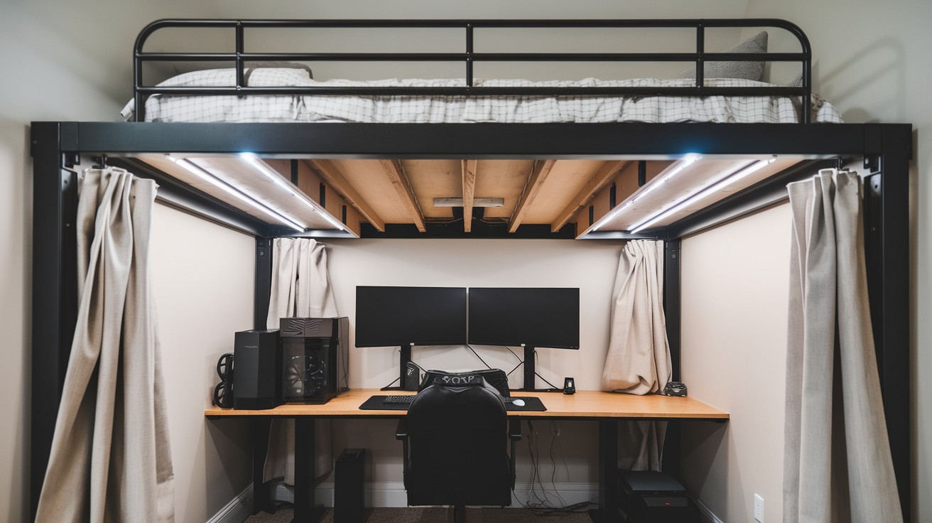 Loft Bed Over Gaming Setup