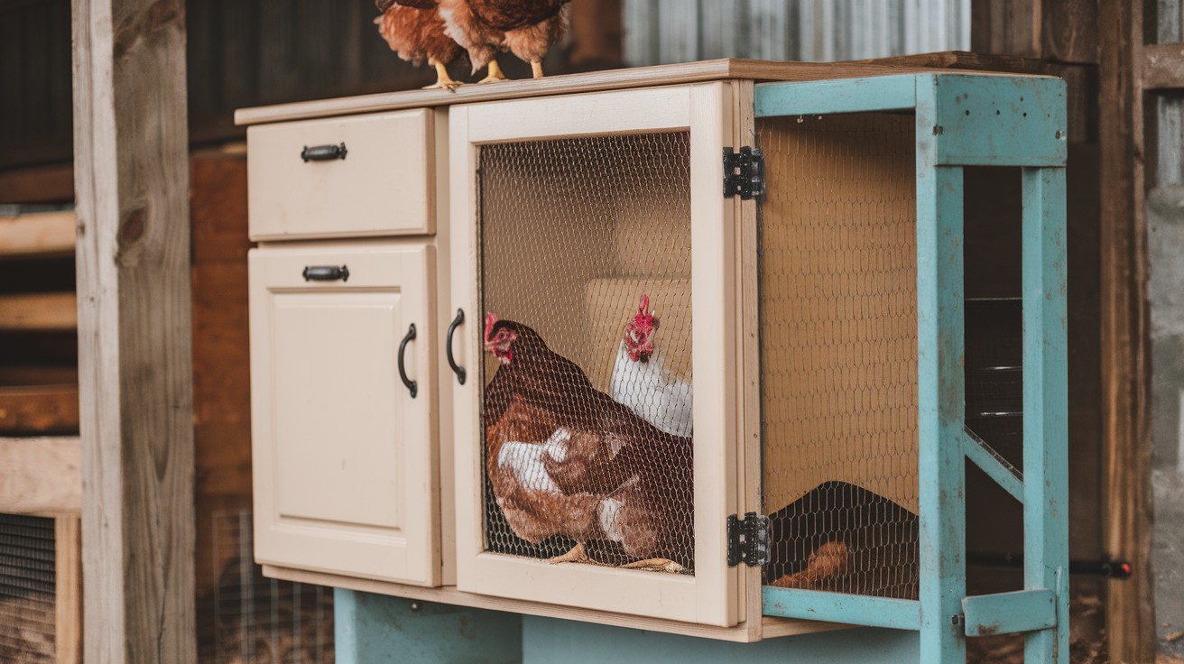 Old Cabinet with Wire Mesh Door