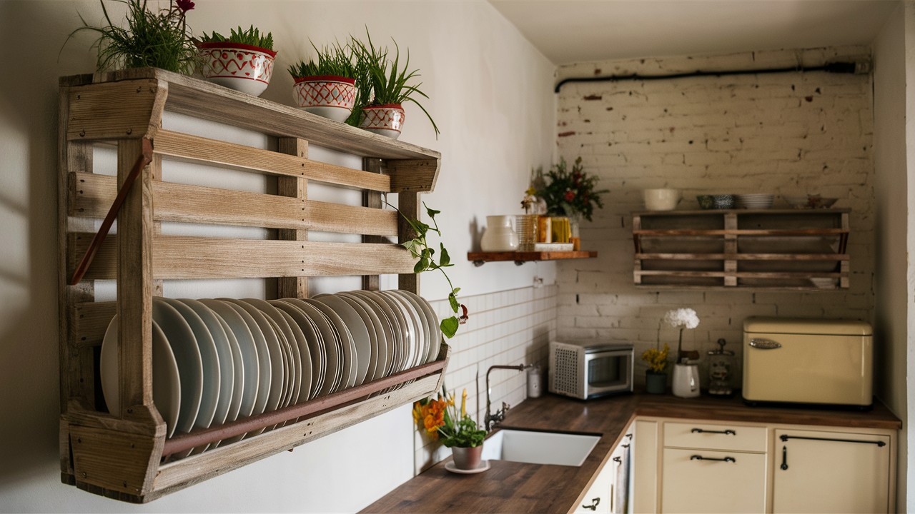 Repurposed Pallet Plate Rack