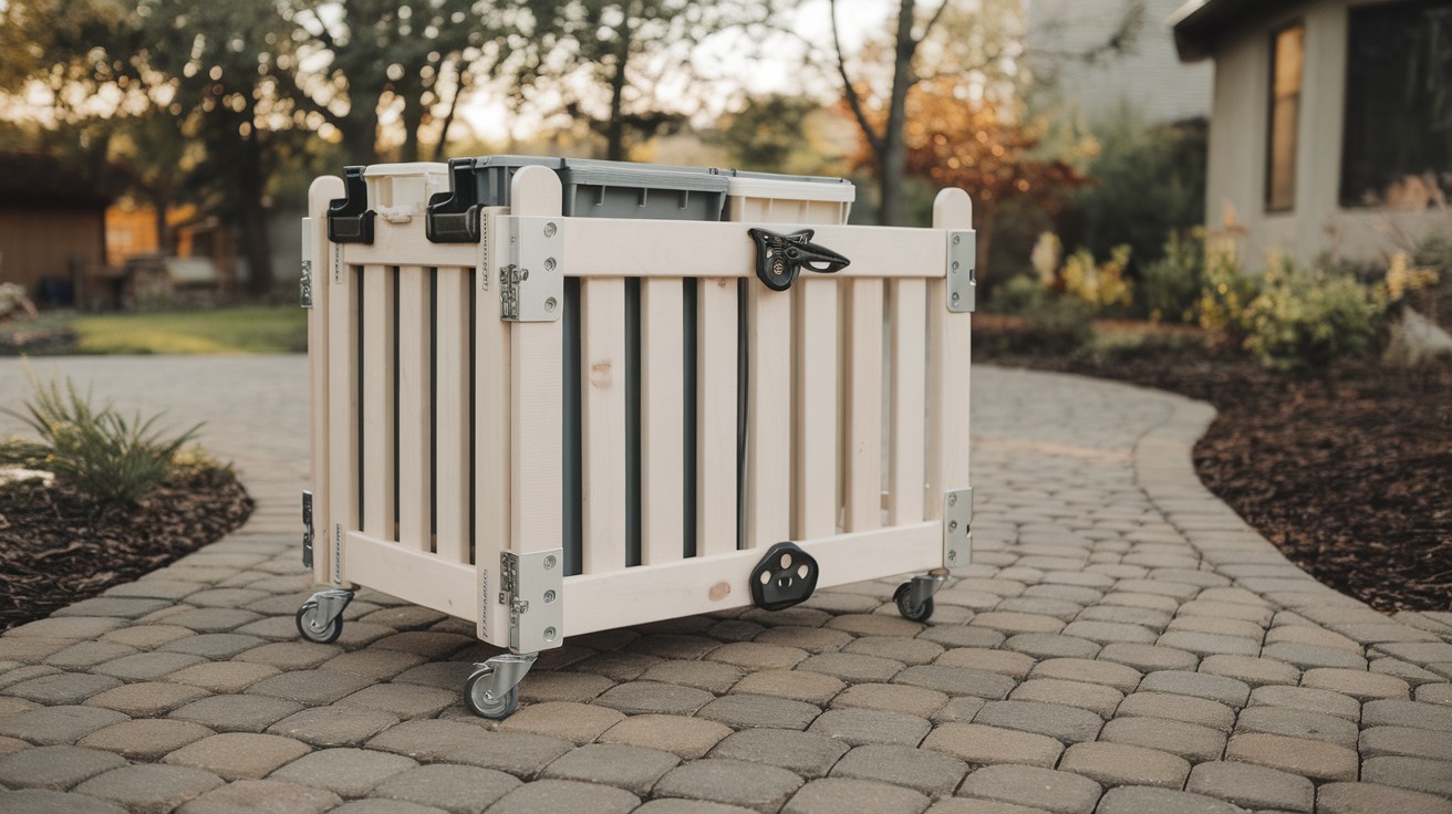 Rolling Trash Can Fence with Wheels