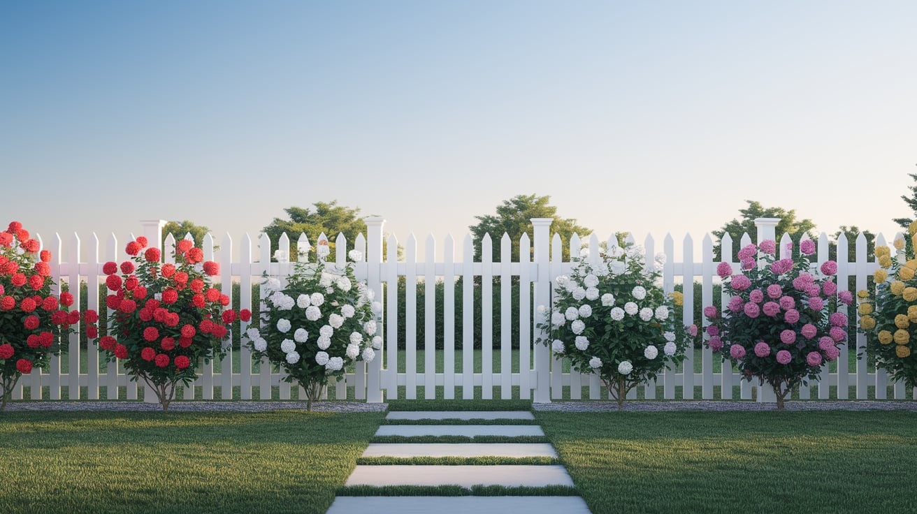 Rose Garden With a White Picket Fence