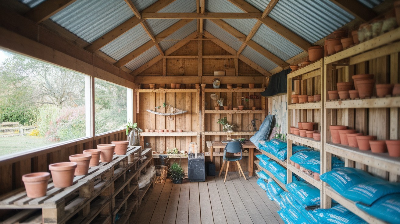 Rustic Pallet Potting Shed