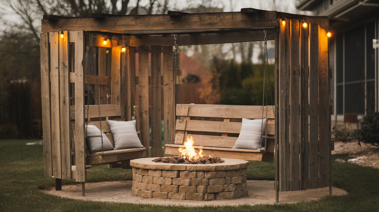 Rustic Pallet Swing Fire Pit
