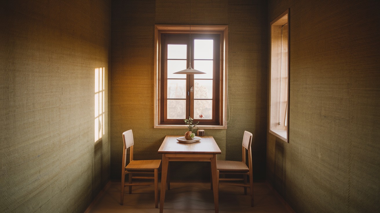 Add woven wallpaper or natural fiber panels
