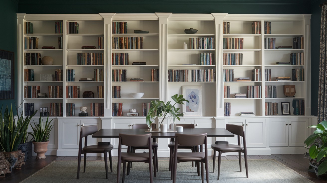  Built-In Shelf Wall Painted in a Contrasting Color