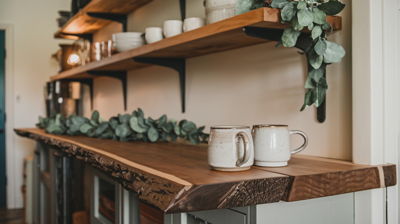 Choose raw-edge wooden countertops
