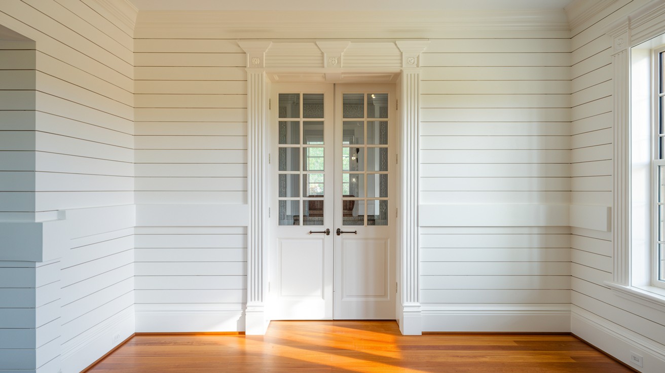 Colonial-Style Casing Around Doors and Shiplap