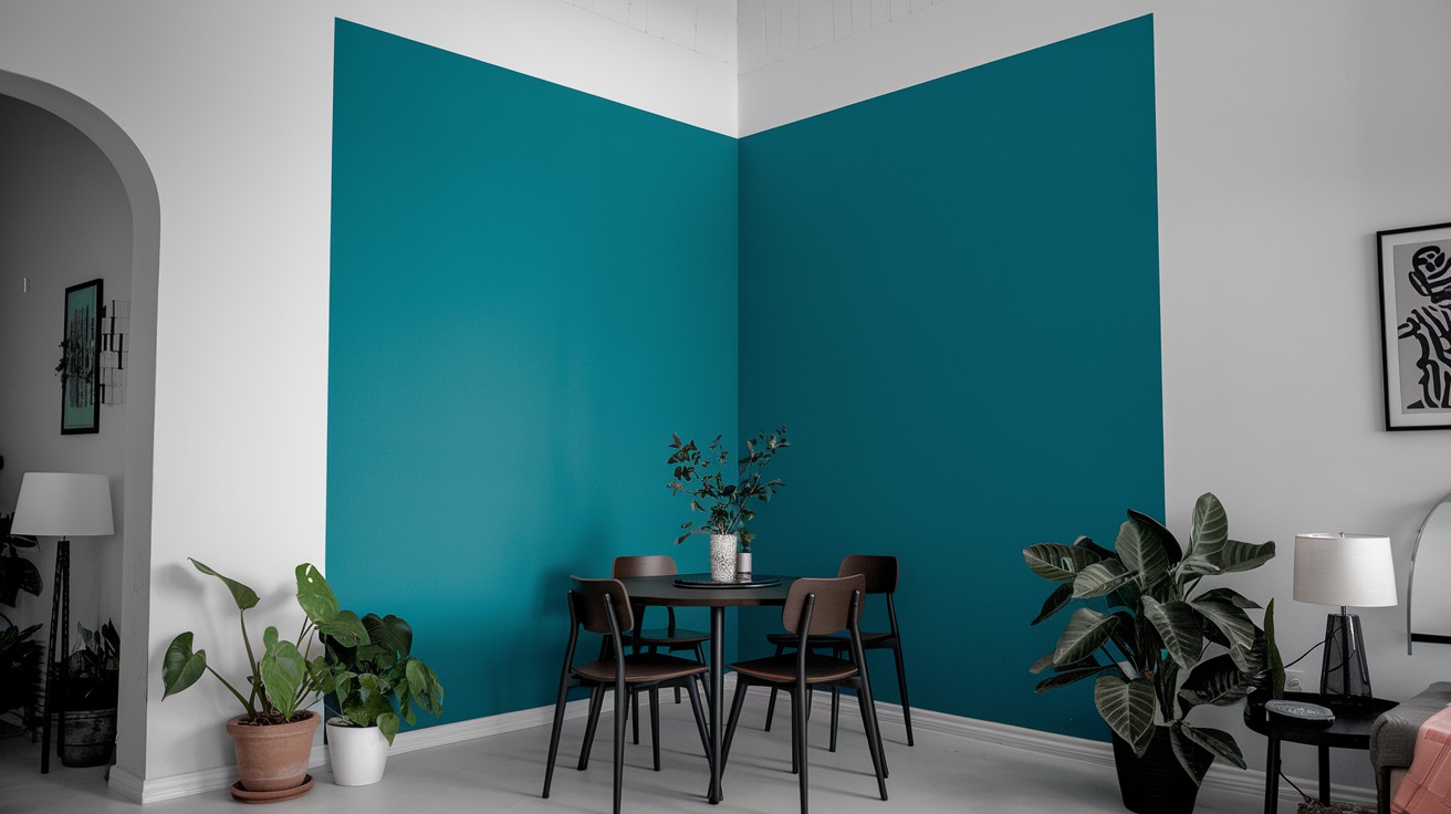 Color Block Corner to Define Dining Space in Open Layout