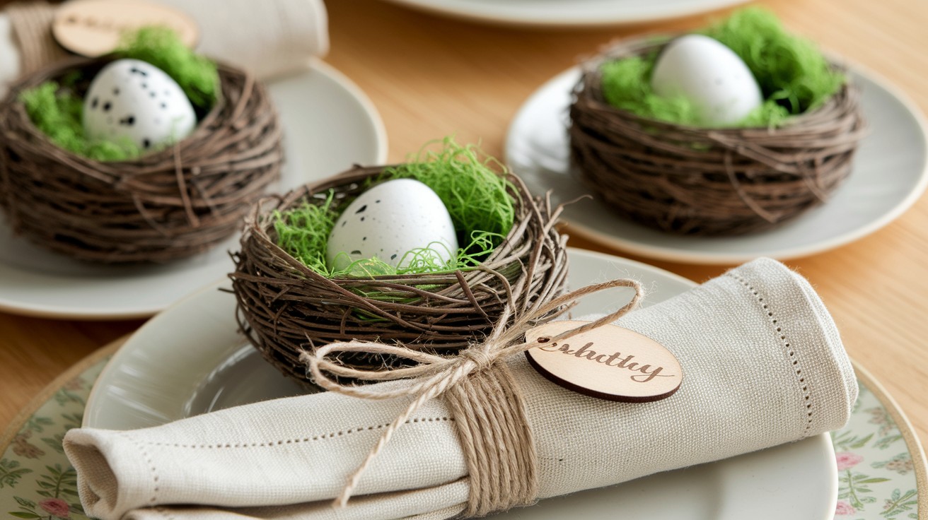 DIY Bird's Nest Napkin Rings
