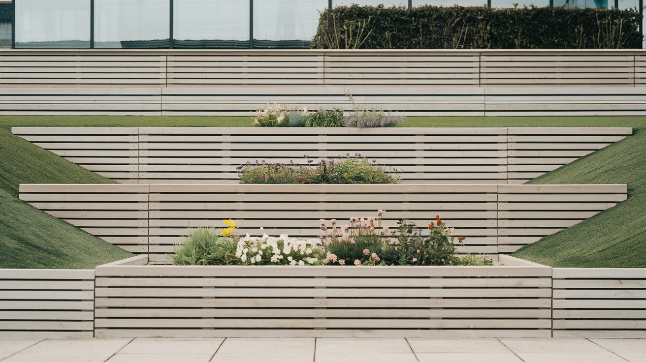  Double-Height Horizontal Fence with Planter in Between