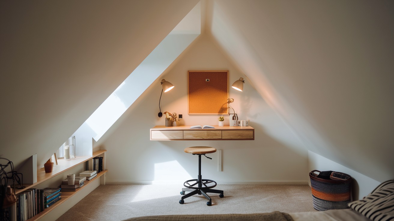 Float a Desk or Vanity Under the Slope