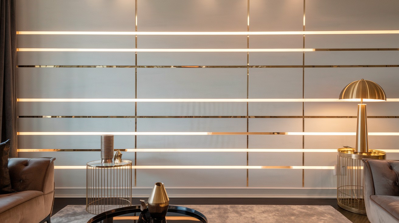 Gold or Brass Inlay Strips Between Shiplap Panels