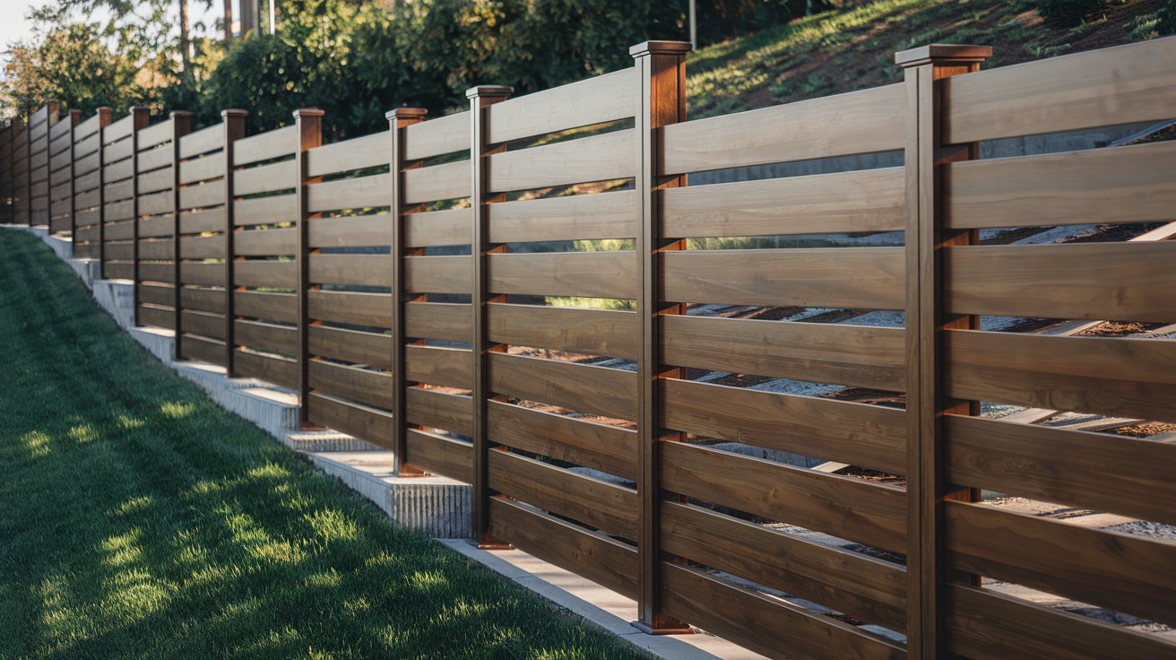 Horizontal Stained Hardwood with Minimal Post Visibility