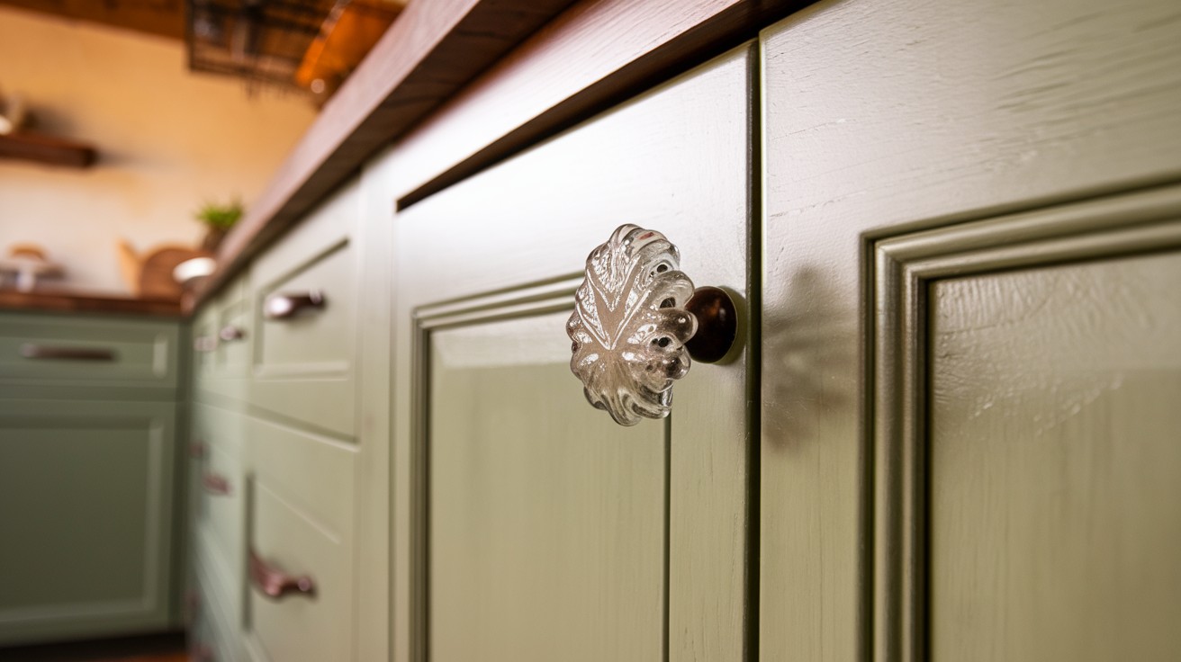 Incorporate recycled glass cabinet pulls