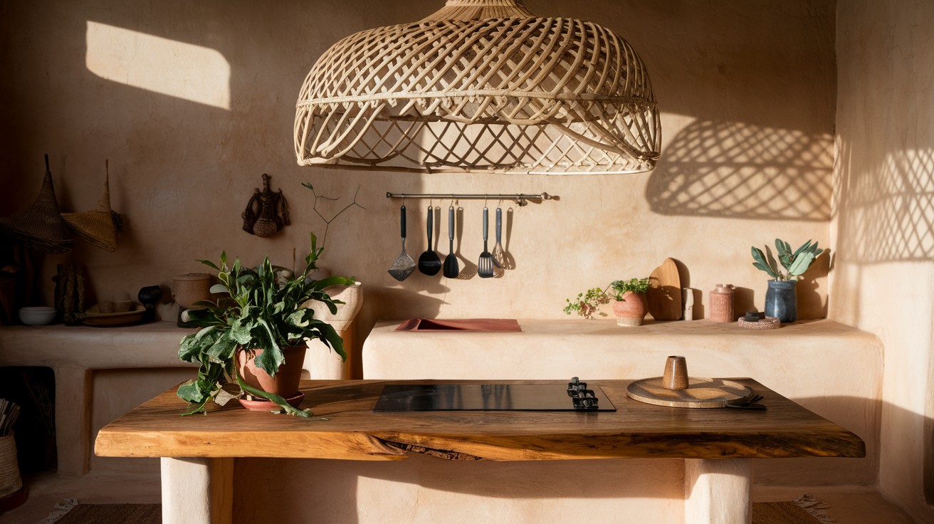  Install oversized rattan or bamboo pendant lights