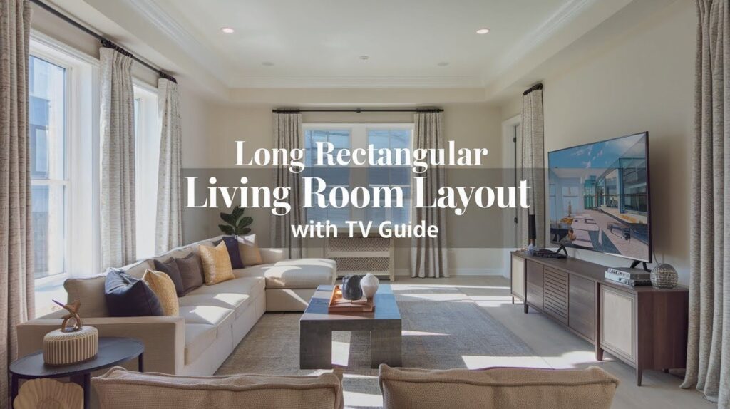 Long Rectangular Living Room Layout with TV Guide