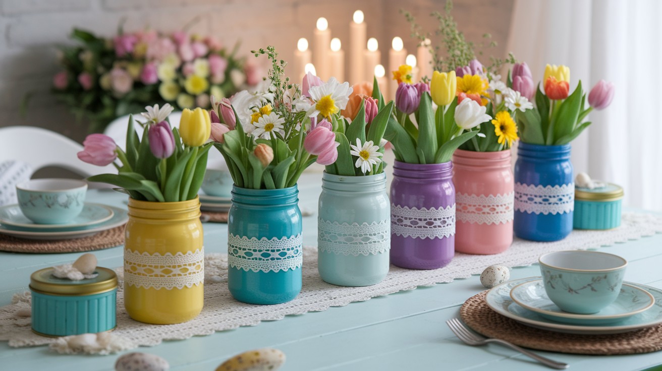 Mason Jars & Tea Tins as Floral Vases