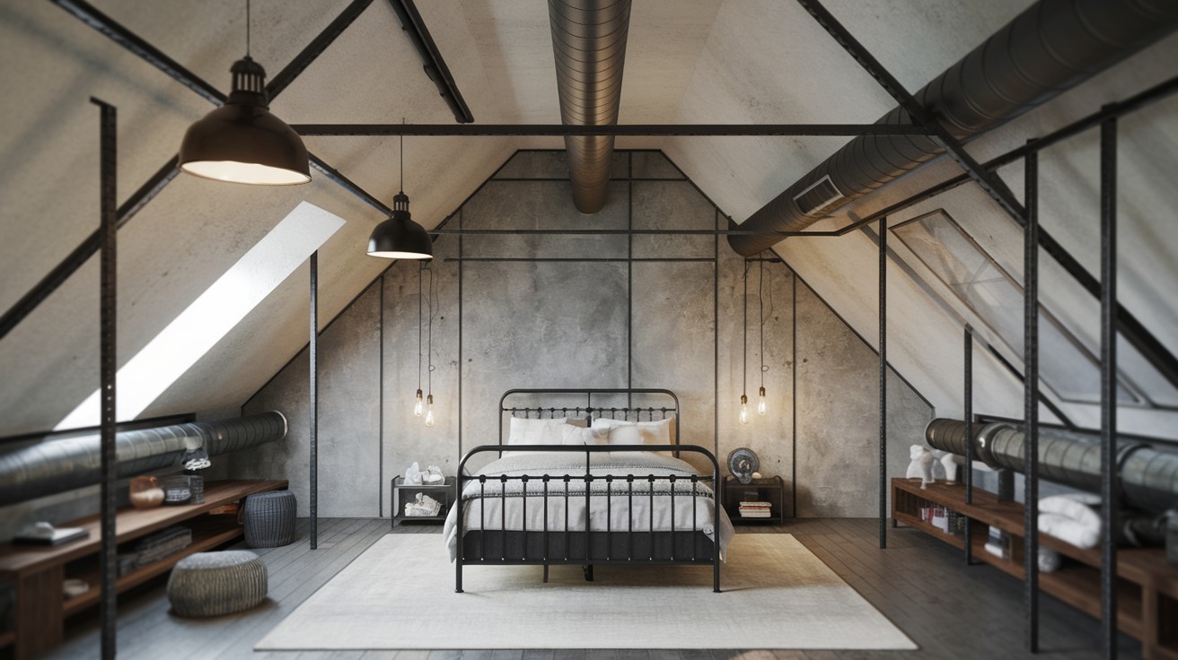 Modern Industrial With Metal Frames and Matte Black Fixtures