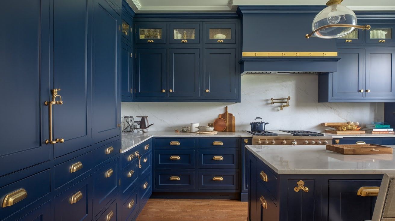 Navy with Brass Hardware