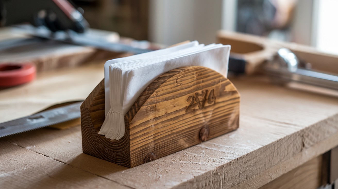  Rustic Wood Block Napkin Holder