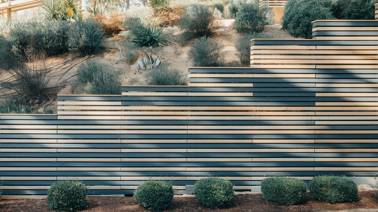 Shadowbox Horizontal Fence Following Natural Slope