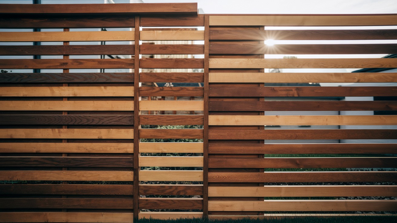 Slatted Fence with Varying Board Thickness for Movement